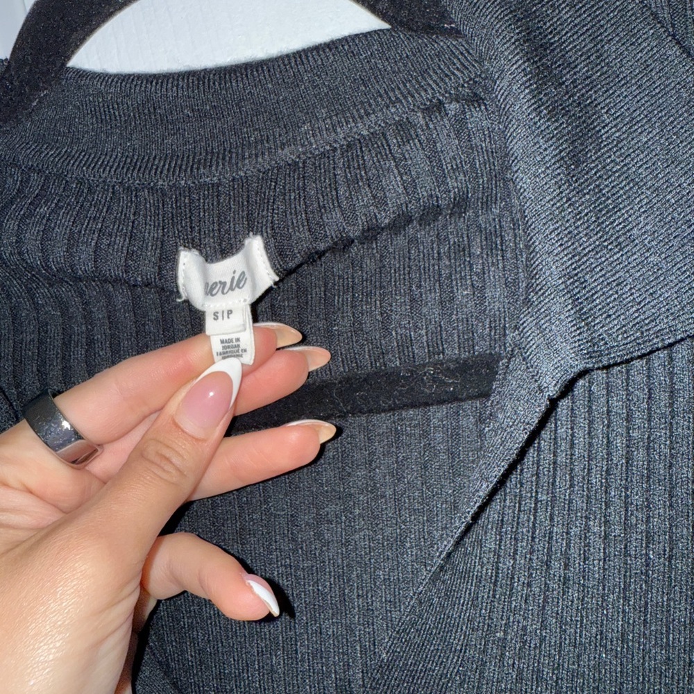 Aerie Black Ribbed Knit Cardigan - Picture 4 of 6